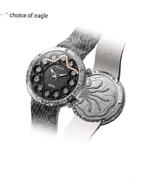 Snake Chain Mechanical Watch with black Dial