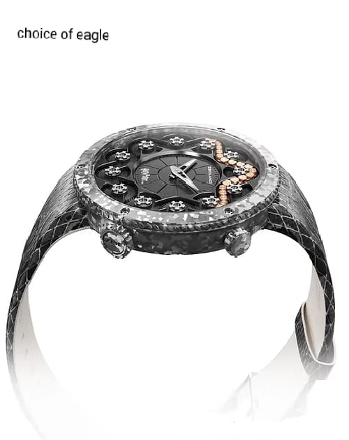 Snake Chain Mechanical Watch with black Dial